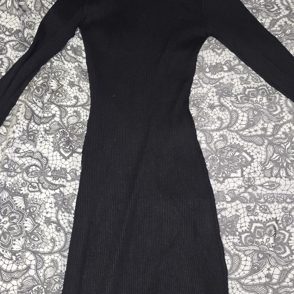 Missguided Black Ribbed Long Sleeve Dress